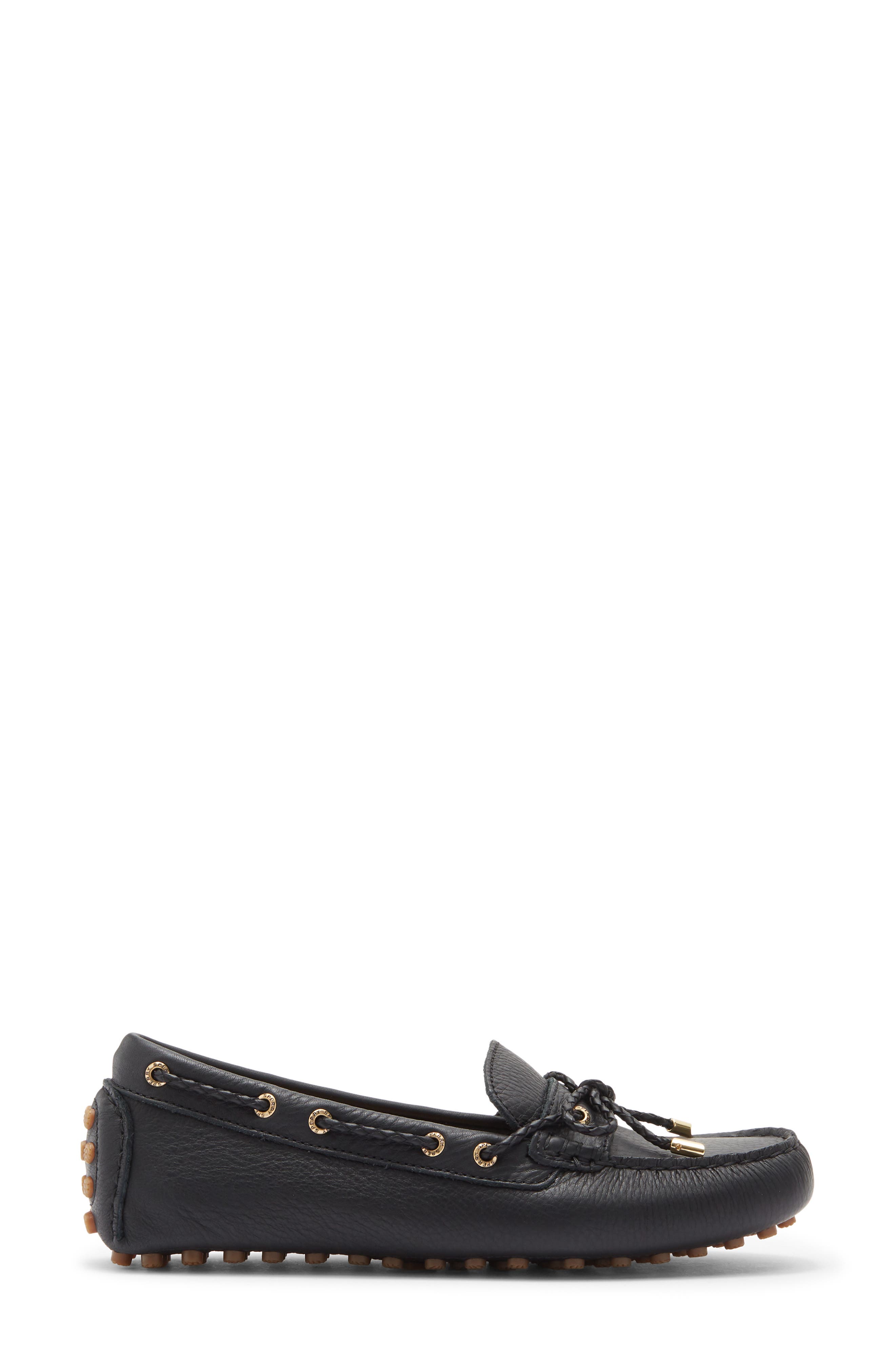 Gold Driver Leather Loafer, Alternate, color, BLACK