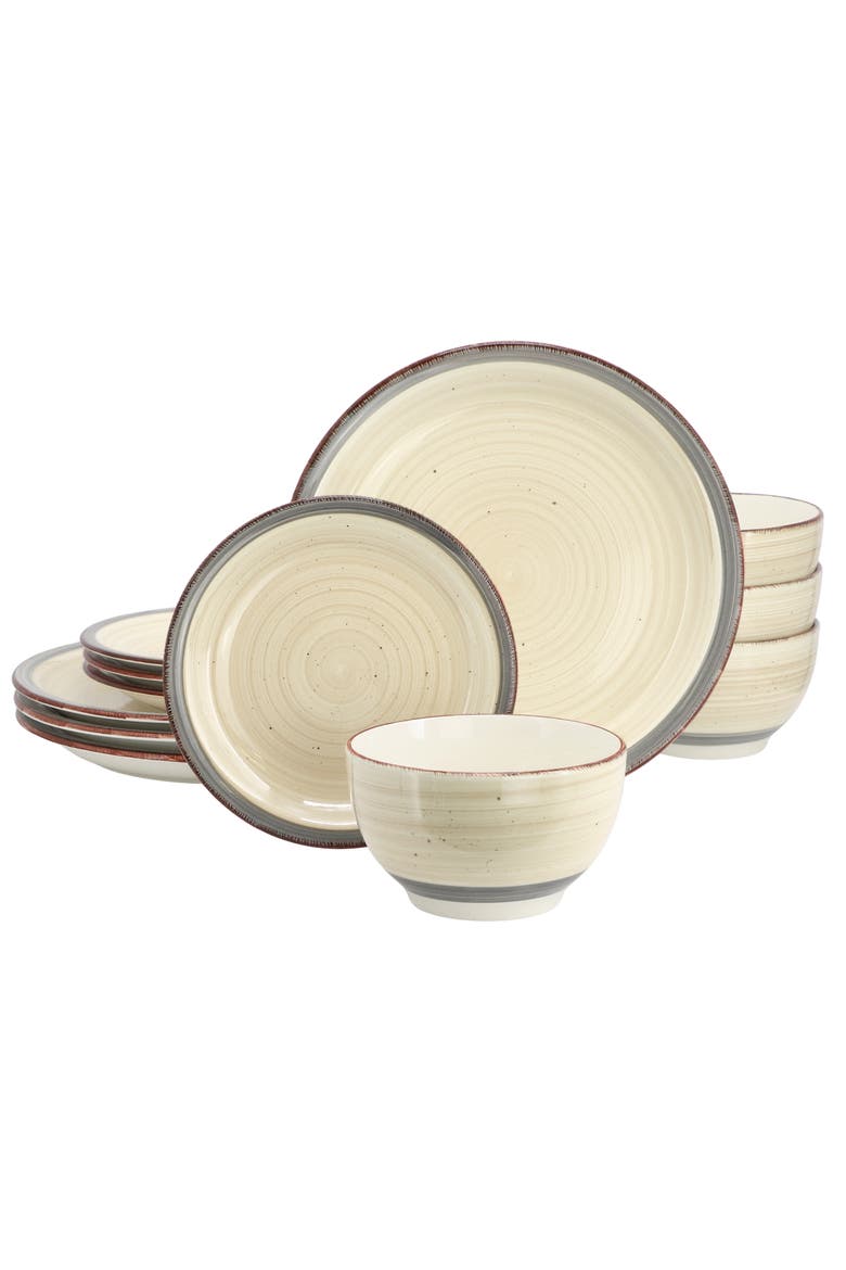 Holcomb 12 Piece Ceramic Dinnerware Set, Main, color, Beige