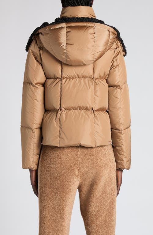 Moncler Castelnou Square-quilted Hooded Short Down Jacket Clothing In Brown