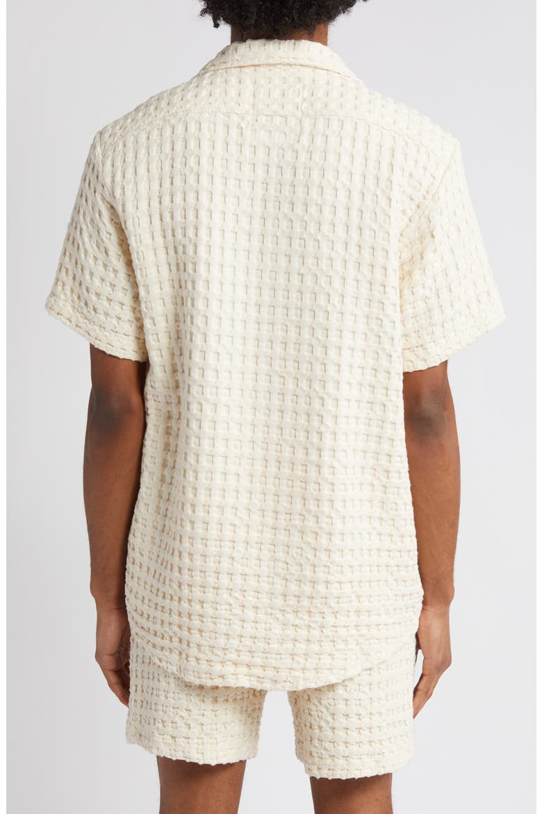 Waffle Knit Camp Shirt, Alternate, color, OFFWHITE