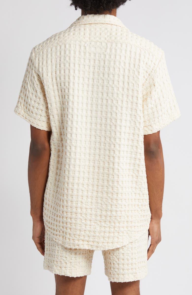 OAS Waffle Knit Camp Shirt, Alternate, color, Off White
