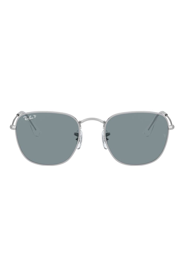 51mm Polarized Rectangular Sunglasses, Main, color, SILVER/ BLUE