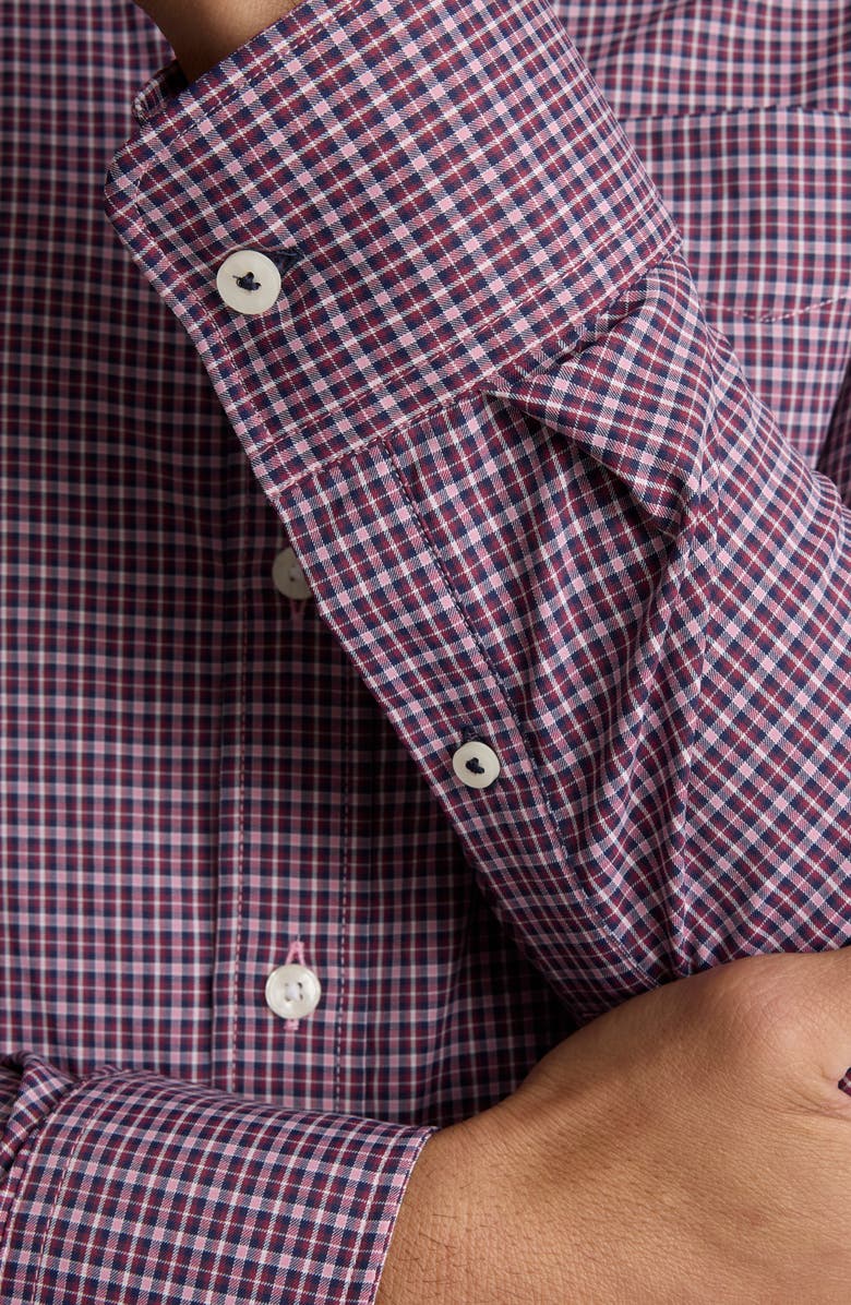 UNTUCKit Delune Check Performance Button-Up Shirt, Alternate, color, Red Pink White