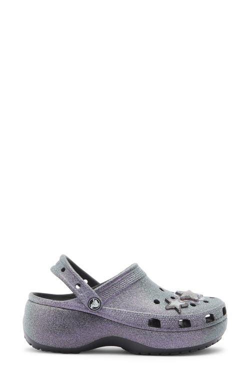 Crocs Iridescent Glitter Platform Clog In Gray