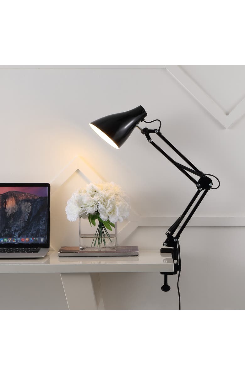 JONATHAN Y Odile Classic Industrial Adjustable Articulated Clamp-On LED Task Lamp, Alternate, color, Black