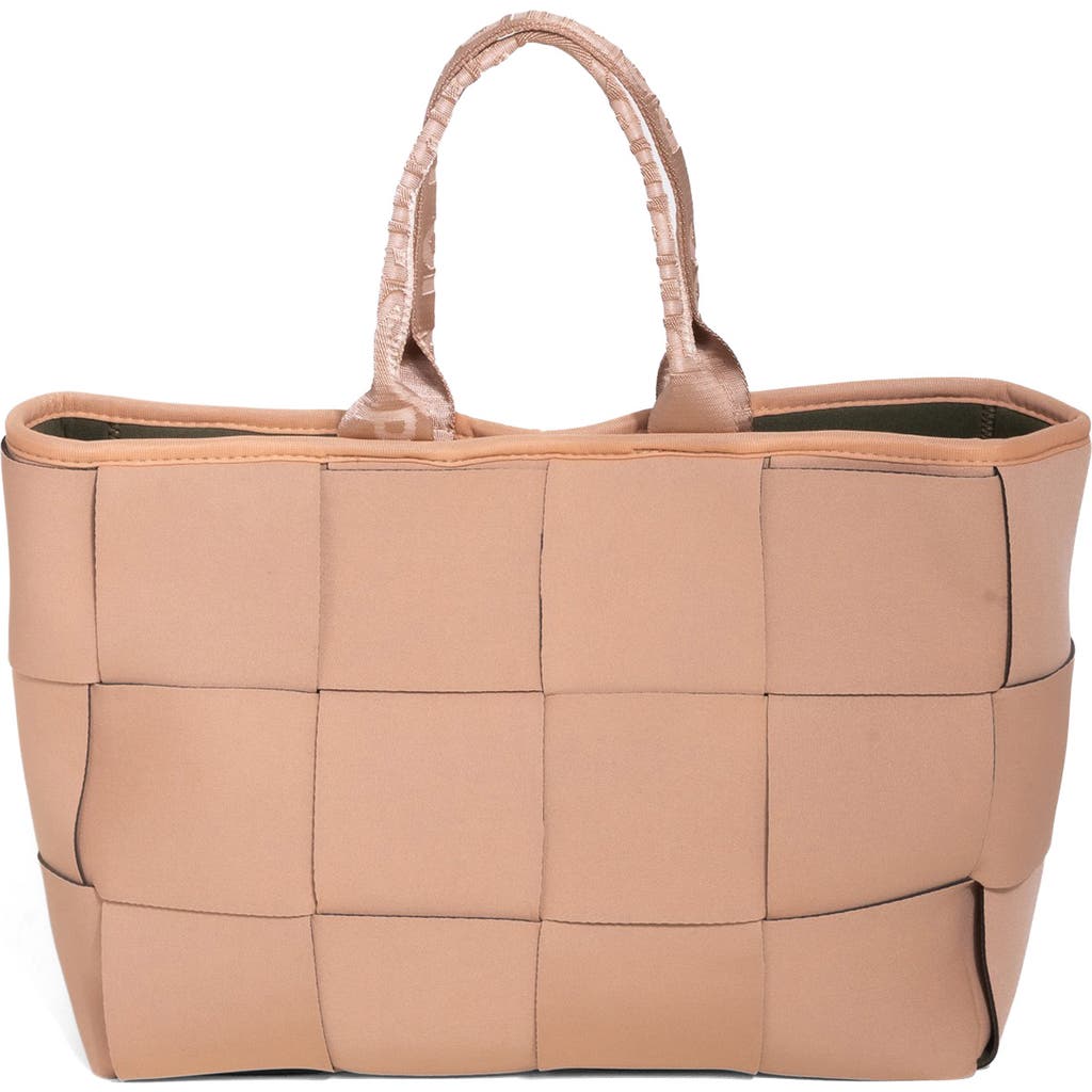 Pop Ups Brand Water Resistant Woven Neoprene Large Tote Bag In Brown