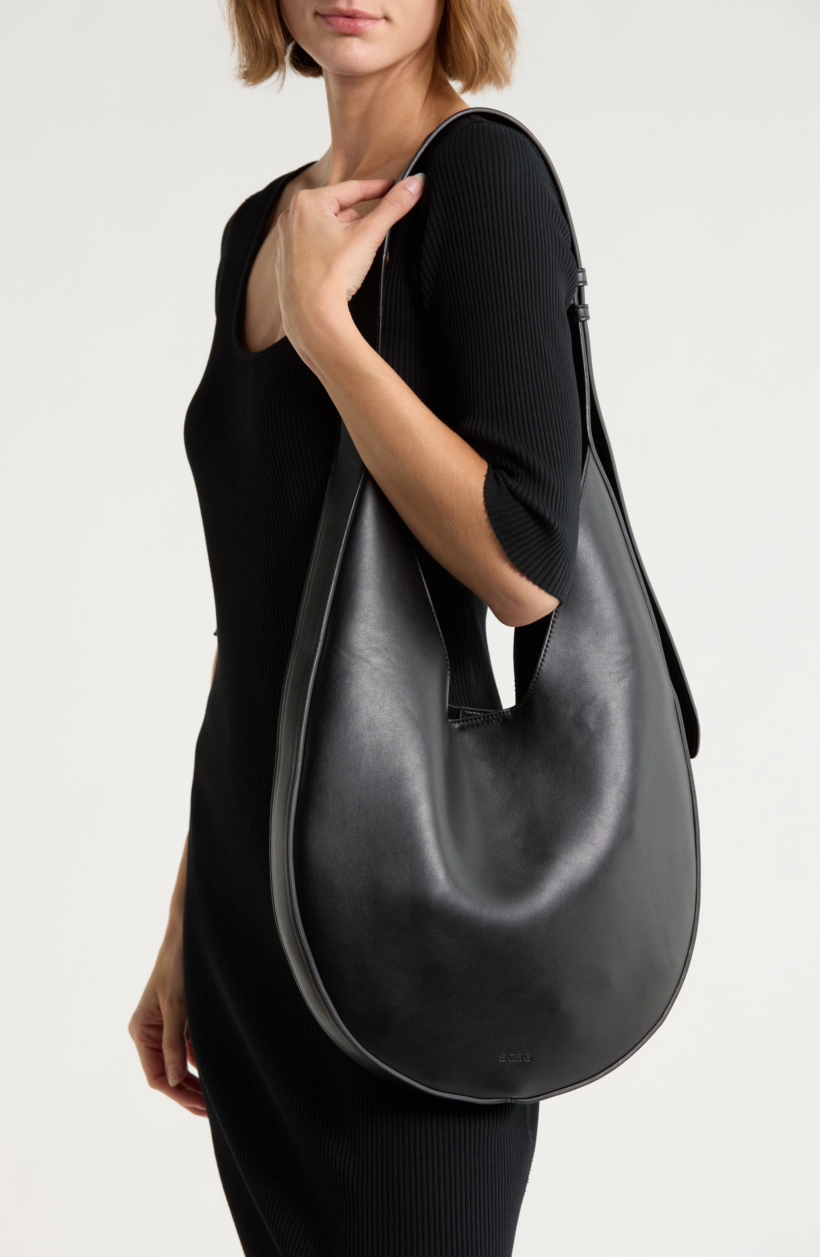 Faux Leather Hobo Bag, Alternate, color, BLACK