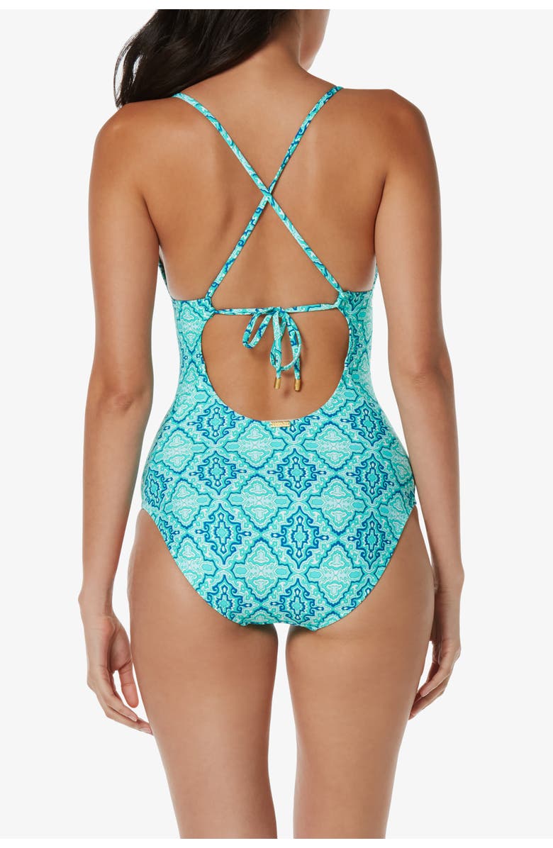 HELEN JON Tie Back One-Piece, Alternate, color, Marbella Tile