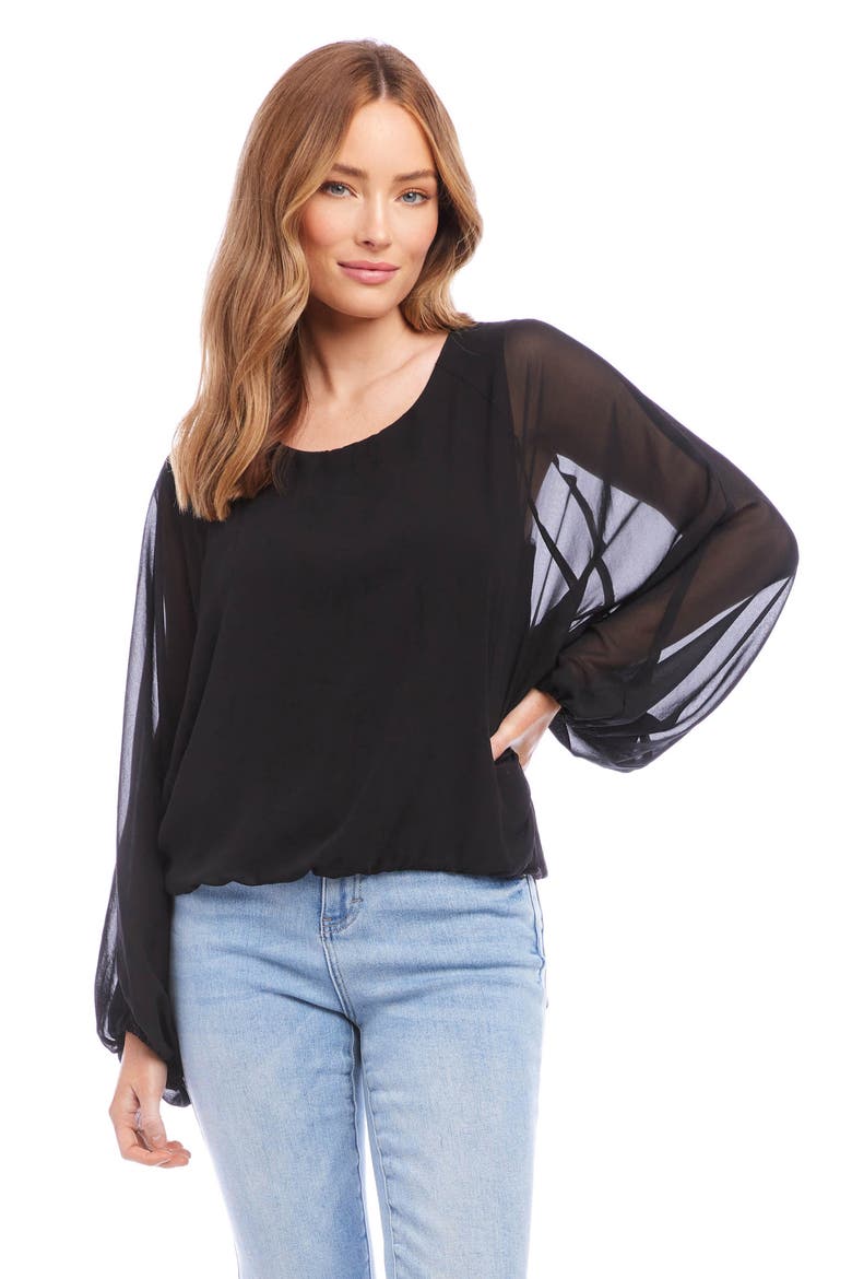 Lantern Sleeve Top, Alternate, color, BLACK