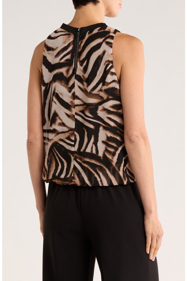 Bubble Hem Sleeveless Chiffon Top, Alternate, color, BLURRED ZEBRA