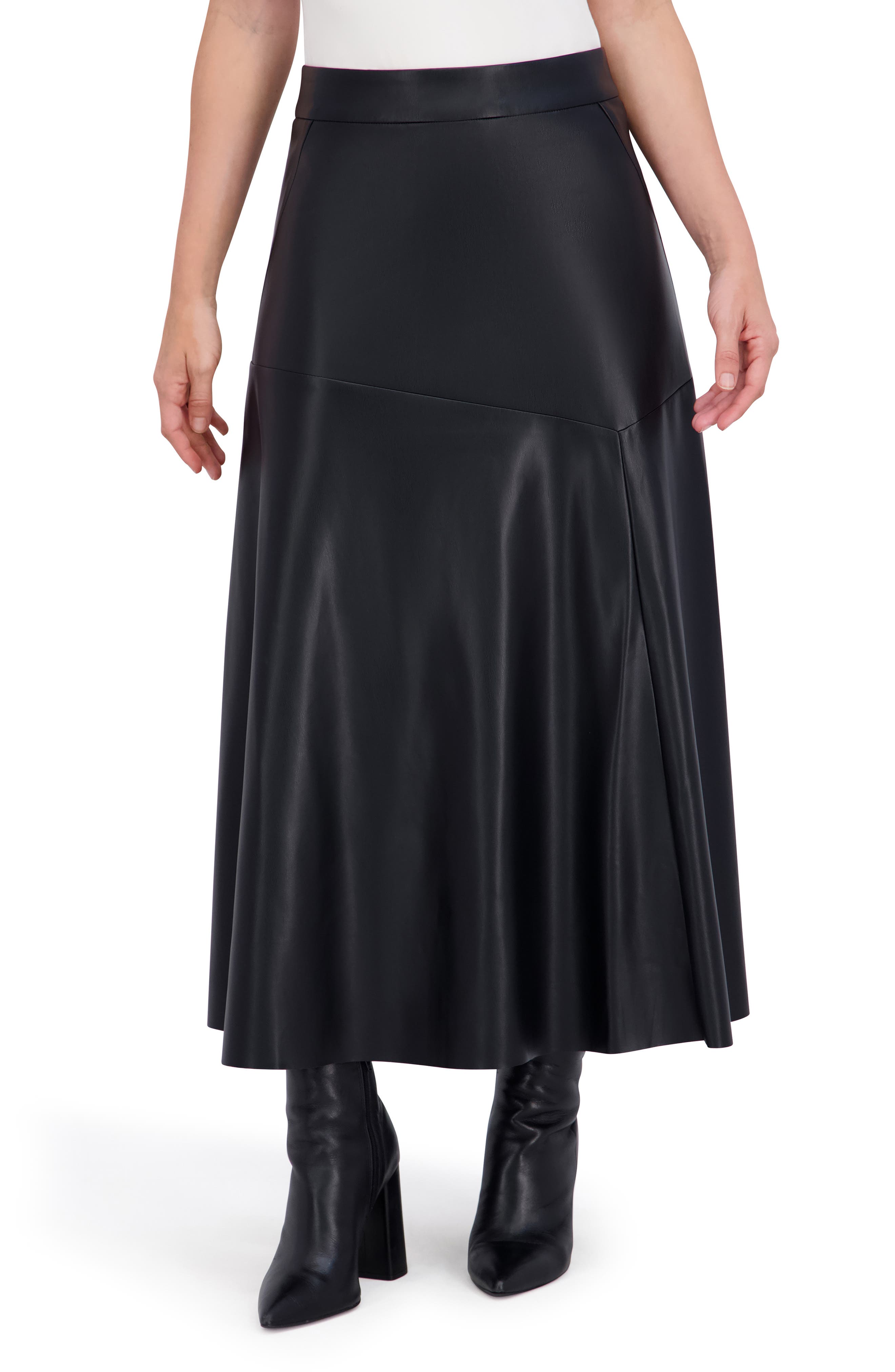 Ookie & Lala Supersoft Geo Stitch Faux Leather Maxi Skirt