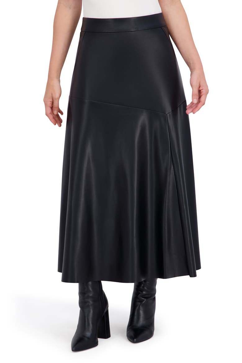Supersoft Geo Stitch Faux Leather Maxi Skirt, Main, color, BLACK