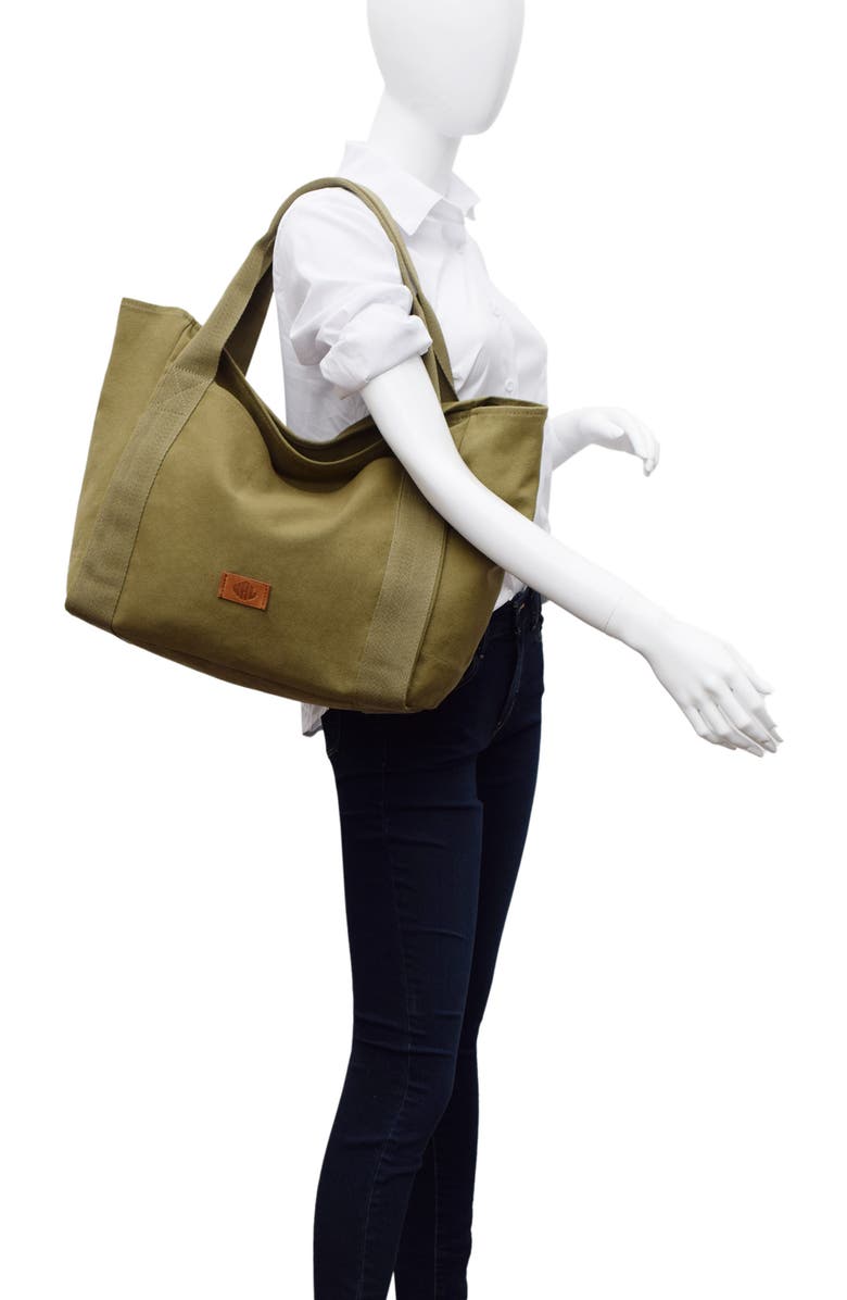 New Amsterdam Leatherworks Liliana Large Canvas Tote Bag, Alternate, color, Olive