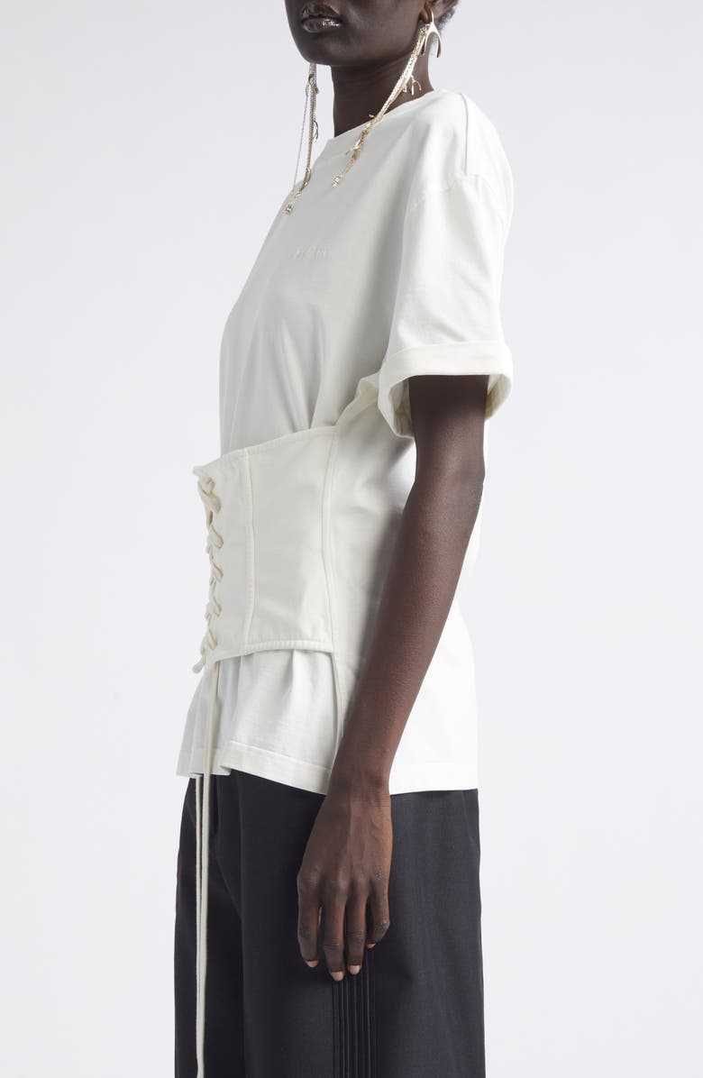 McQueen Cotton Jersey Corset T-Shirt, Alternate, color, Light Ivory