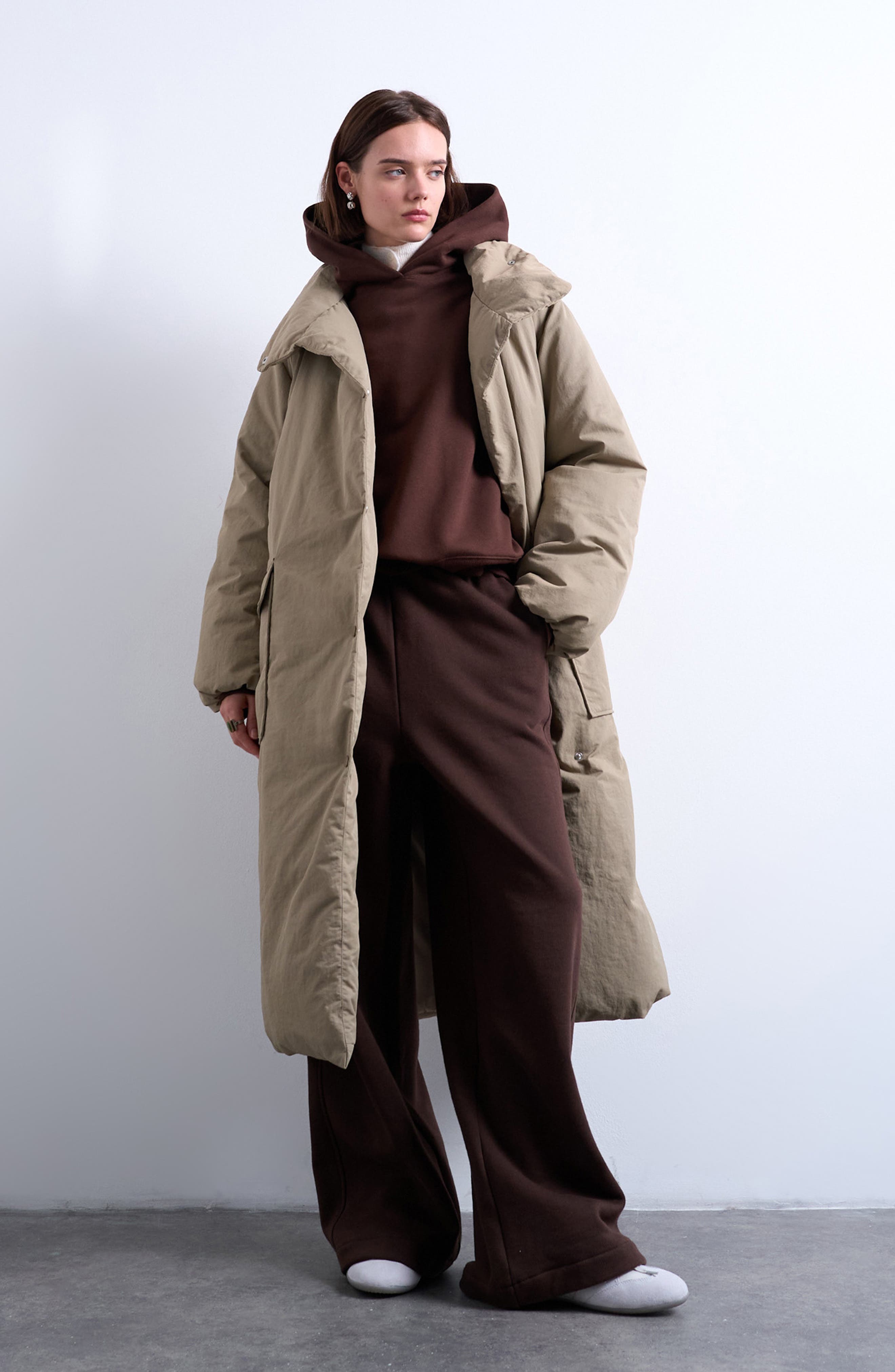 Topshop Longline Belted Puffer Jacket