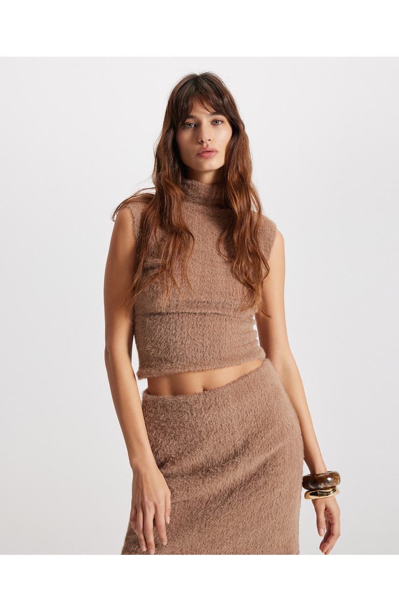 THEO The Label Carme Plush Lace Pull-On Skirt, Alternate, color, Cappuccino