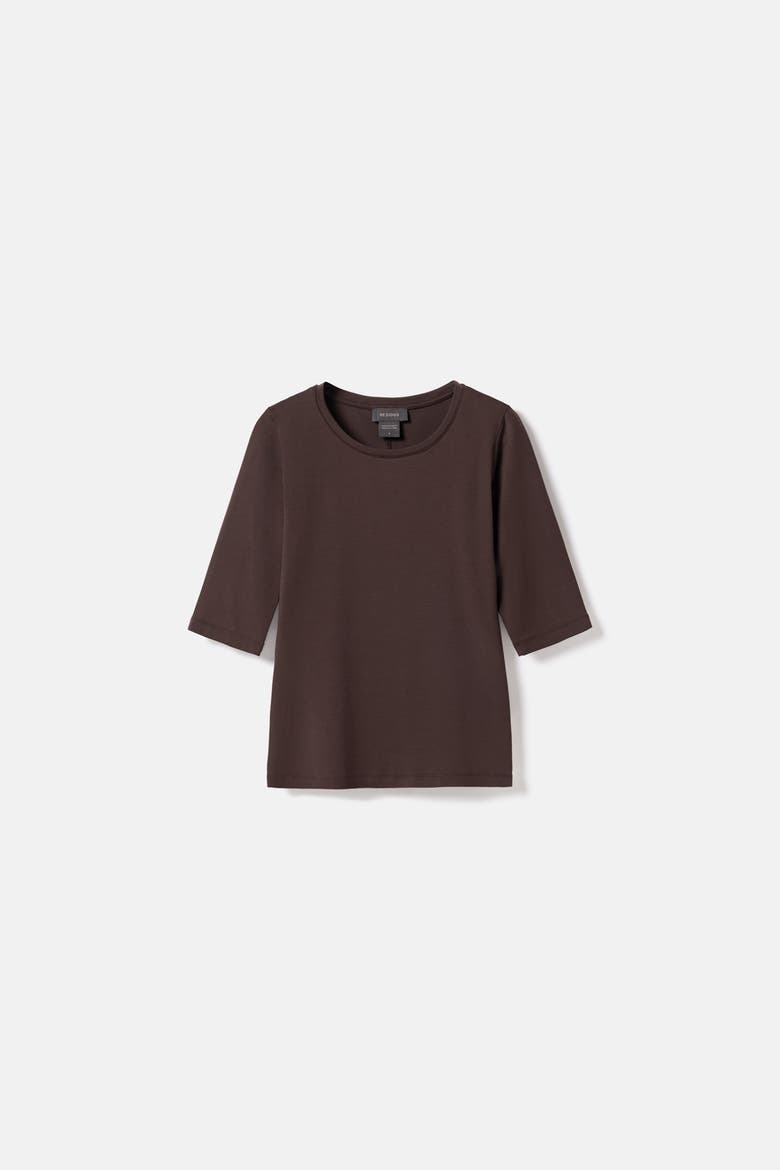 Caline Fitted Elbow Sleeve Jersey Top, Alternate, color, Ganache