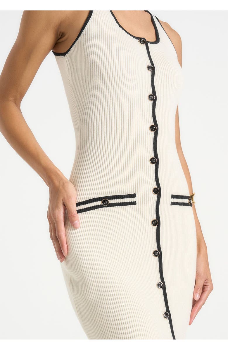 Manière De Voir Daphne Rib Knit Contrast Midaxi Dress, Alternate, color, Cream/Black