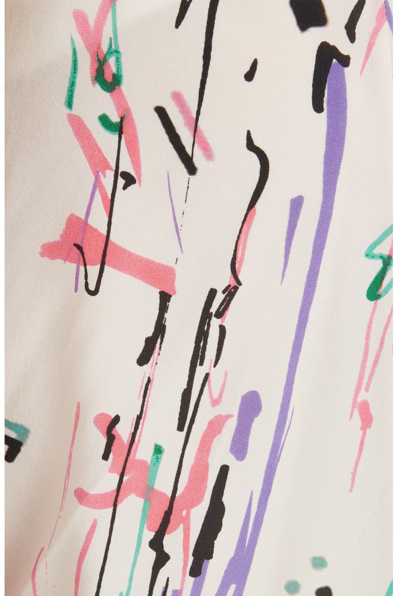 Scribble Print Stretch Silk Skirt, Alternate, color, ECRU
