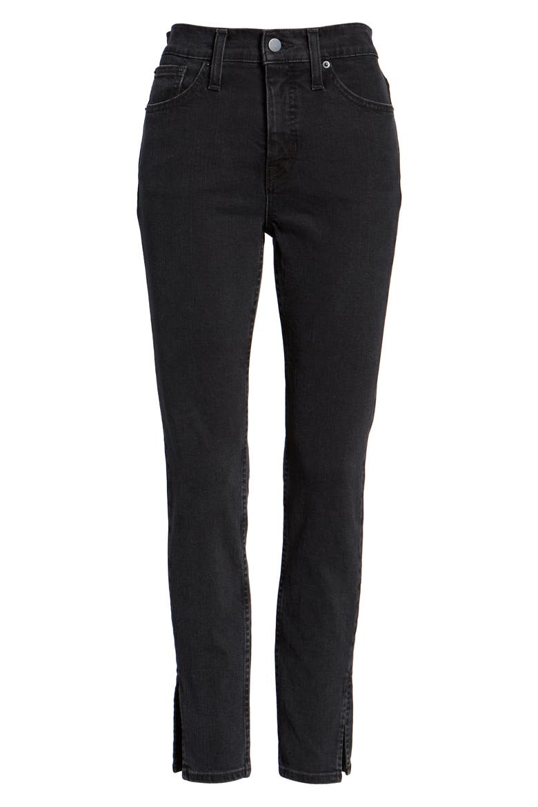 Slit Hem Skinny Jeans (Nordstrom Exclusive), Alternate, color, BLACK DARK VINTAGE