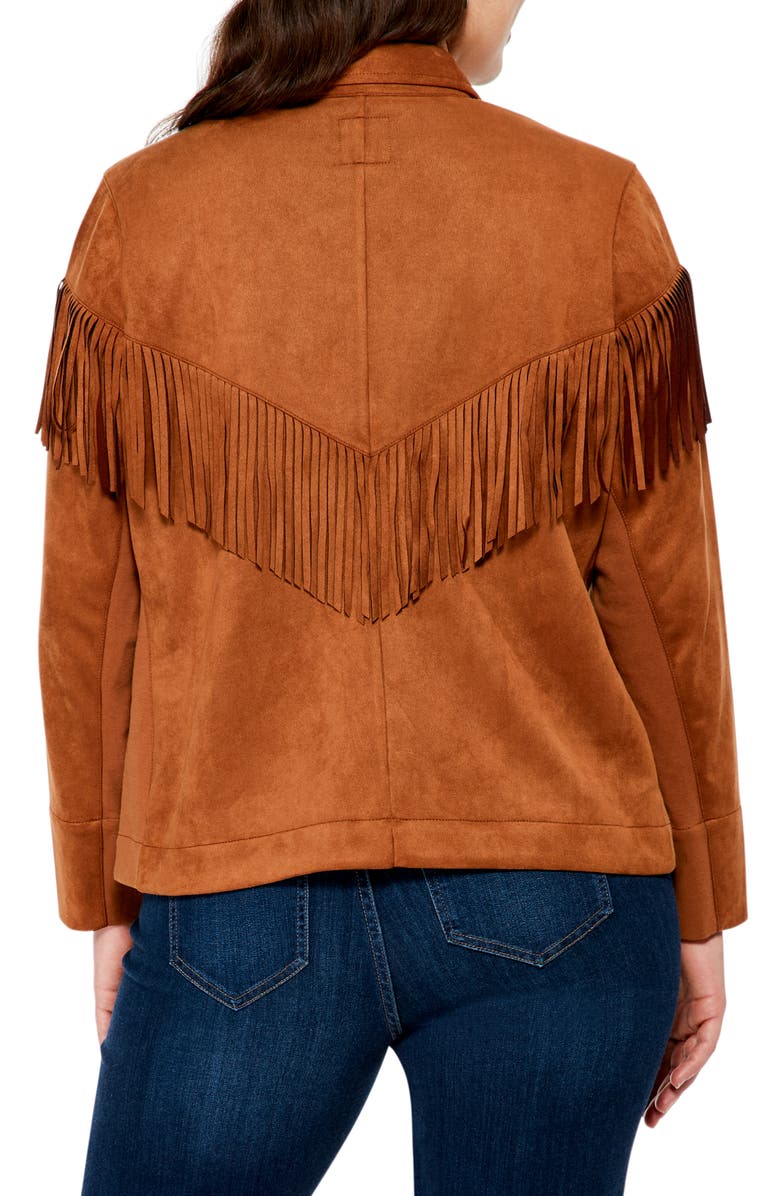 NIC+ZOE Fall Faux Suede Fringe Jacket, Alternate, color,