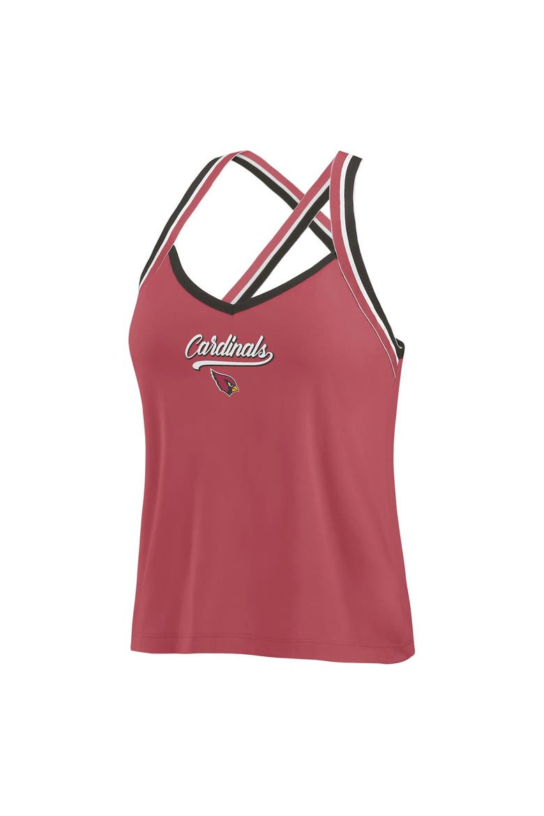 Women's WEAR by Erin Andrews Cardinal Arizona Cardinals Cross Strap Tri-Blend Tank Top, Alternate, color, Cardinal