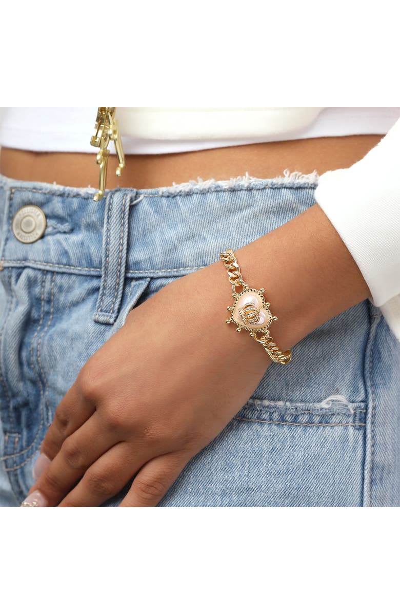 Juicy Couture Gold-Tone Chain Bracelet with Crown Heart Charm, Alternate, color, Gold