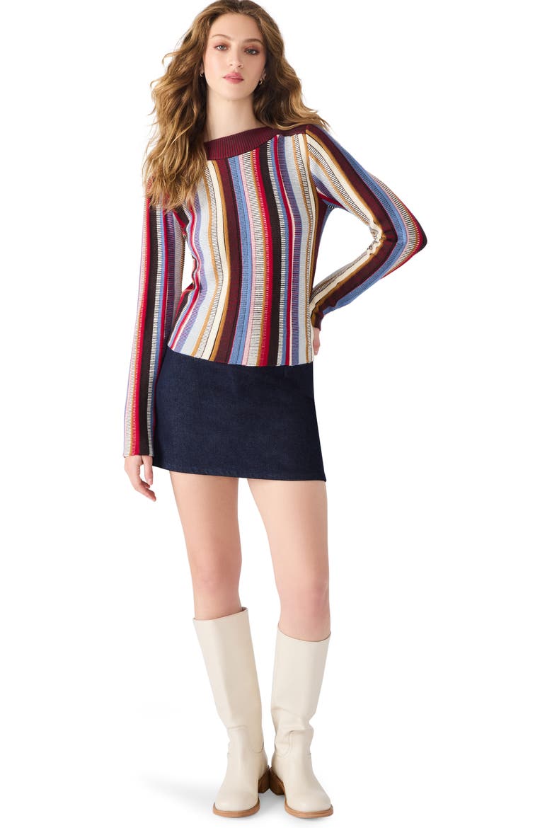Serra Stripe Knit Sweater, Alternate, color, BURGUNDY MULTI