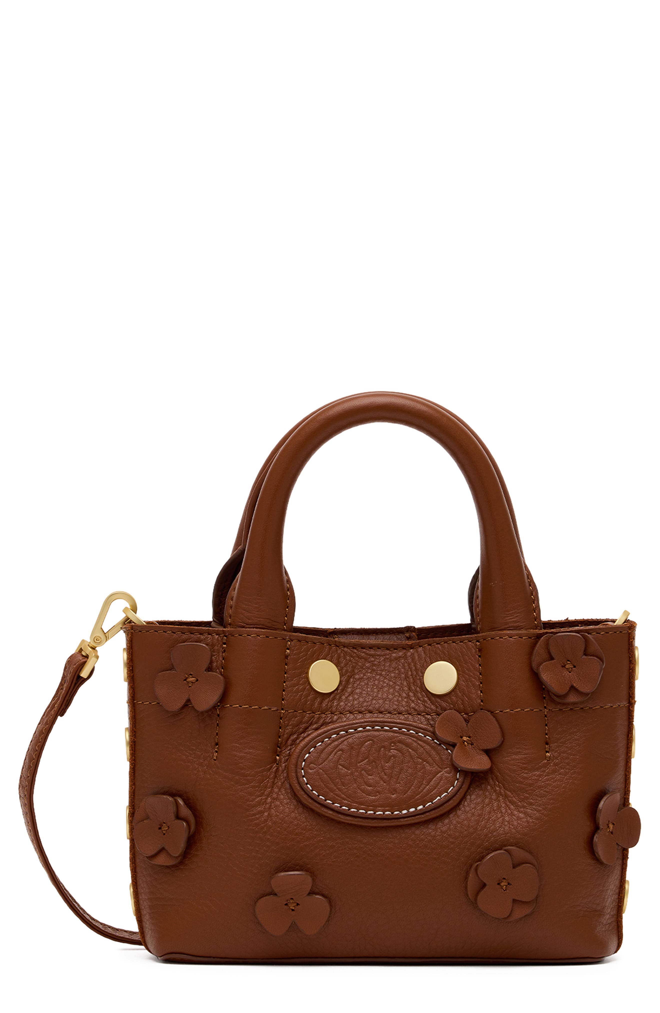 HAMMITT Mini Olympia Leather Tote, Main, color, Sienna Flora/ Brushed Gold
