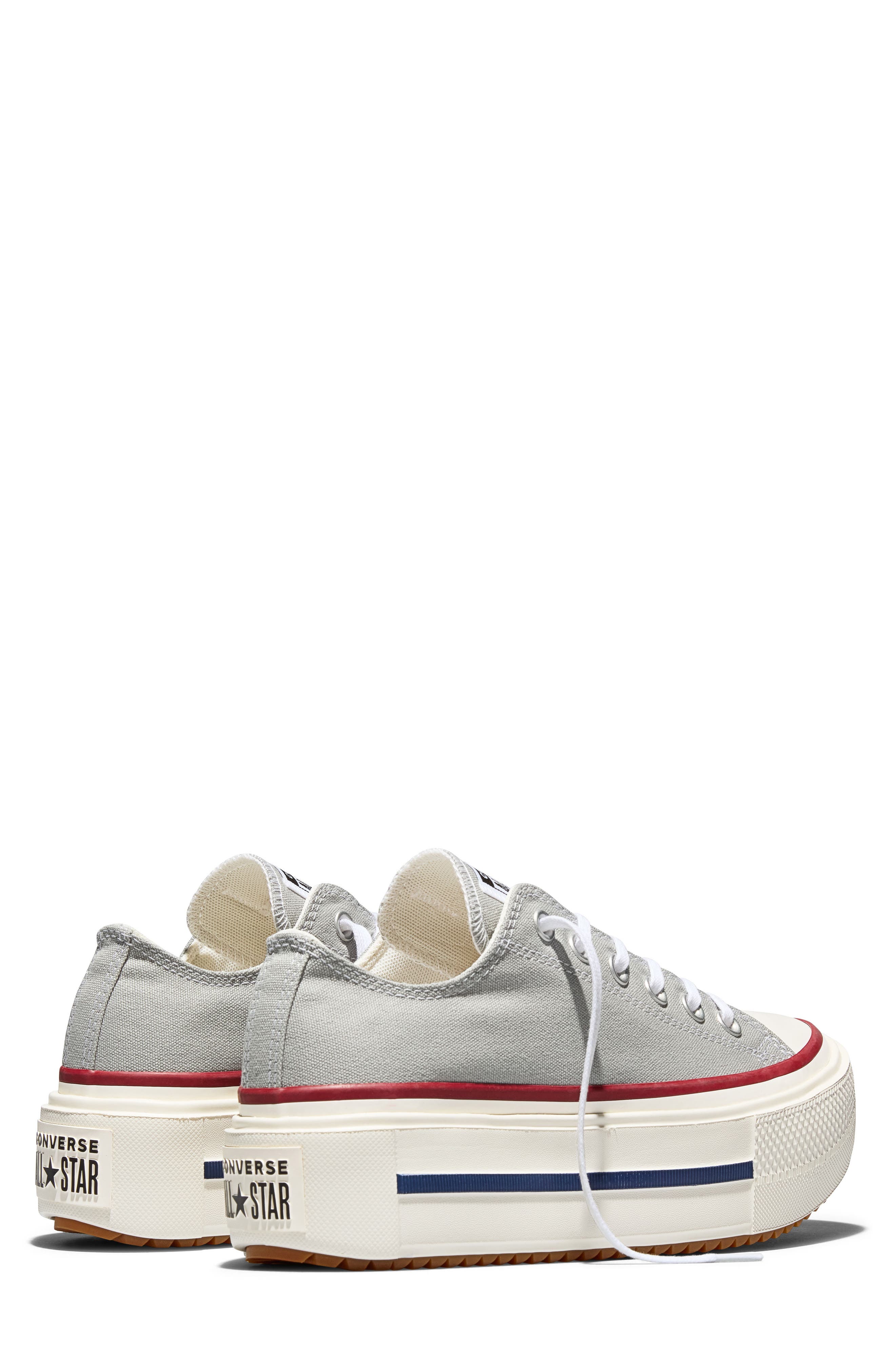 Converse Gender Inclusive Chuck Taylor All Star Lift Double Stack Low Top Platform Sneaker, Alternate, color, Grey Area/ Egret/ Garnet