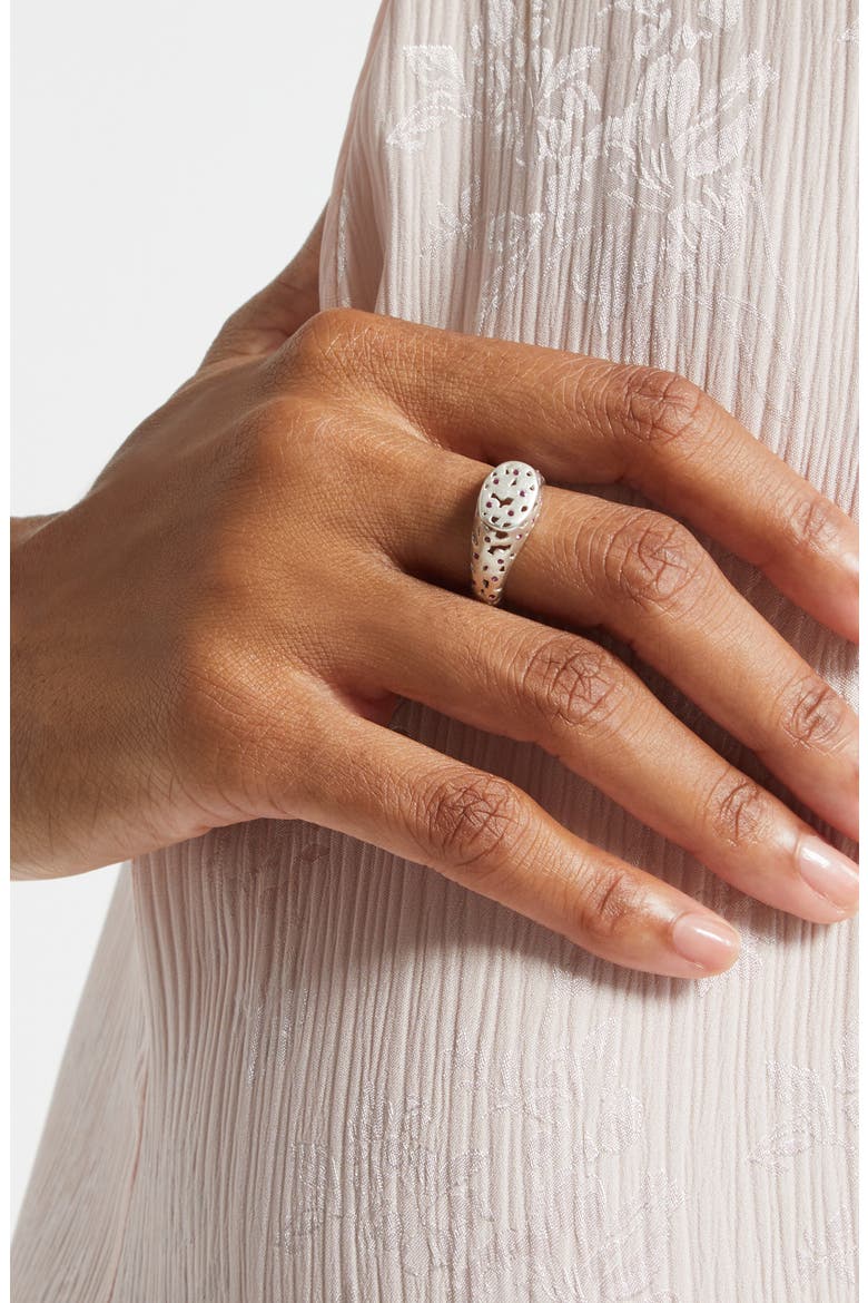 Gem Lace Signet Ring, Alternate, color, SILVER RUBY