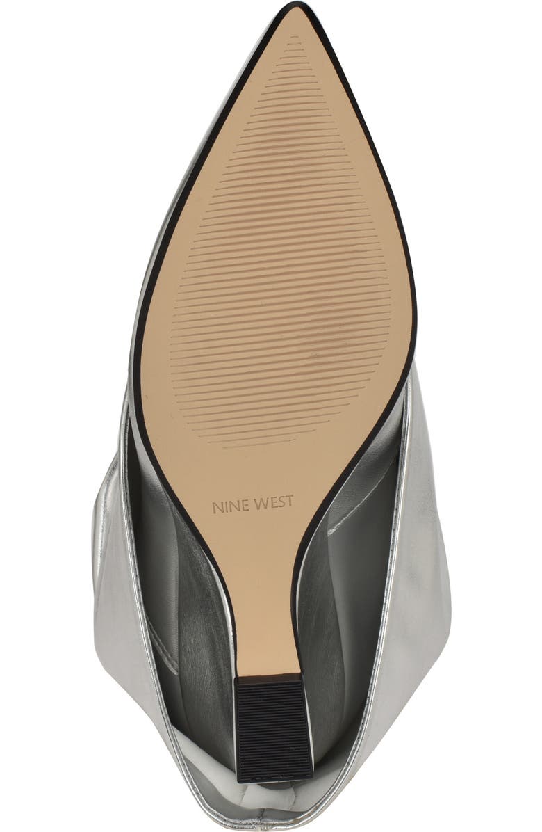 Nine West Amazin Foldover Shaft Pointed Toe Wedge Boot, Alternate, color, Silver