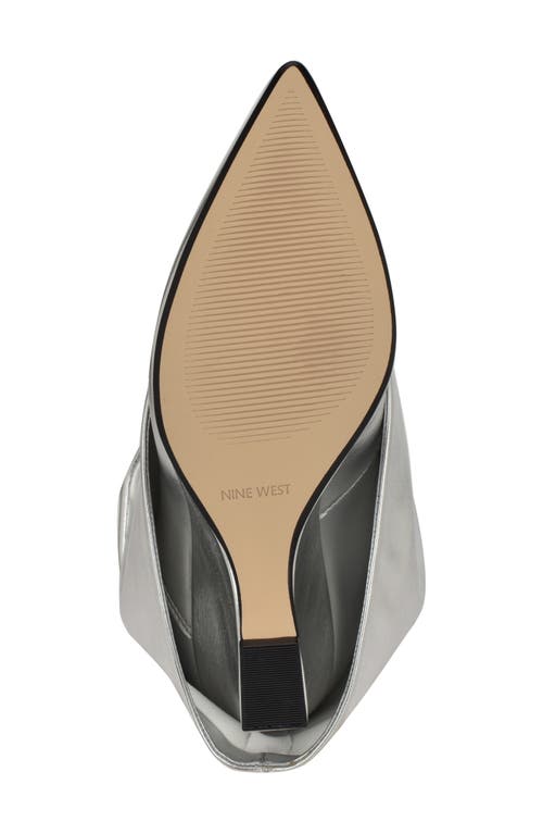 Nine West Amazin Foldover Shaft Pointed Toe Wedge Boot In Silver