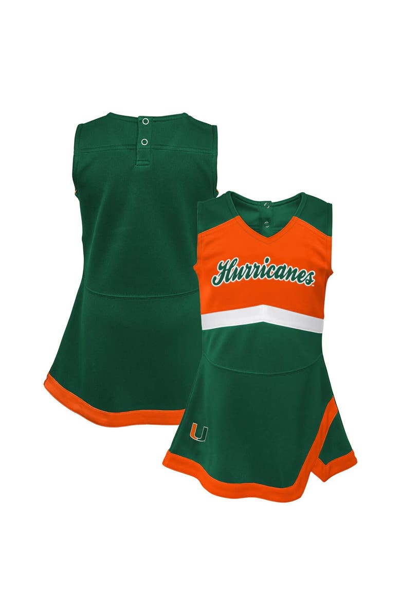 Outerstuff Girls Youth Green Miami Hurricanes Cheer Captain Jumper Dress, Main, color, Green