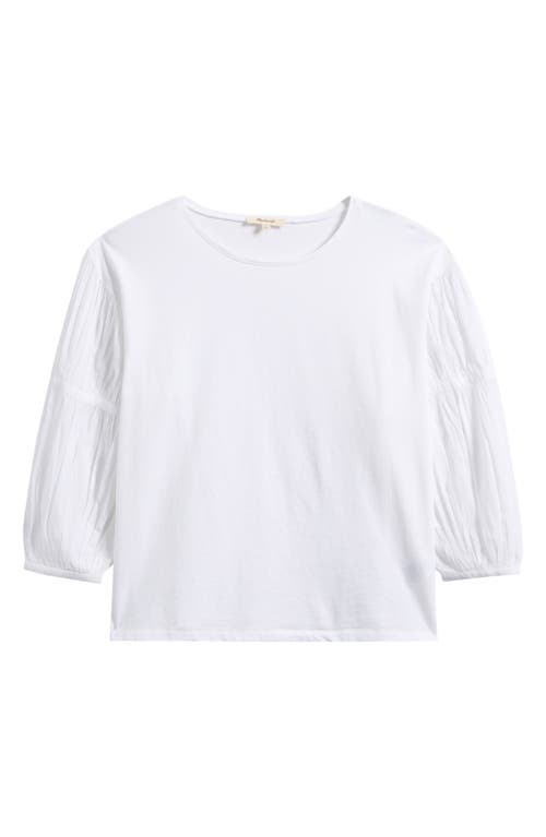 Madewell Puff Sleeve Drop Shoulder Knit Top In White