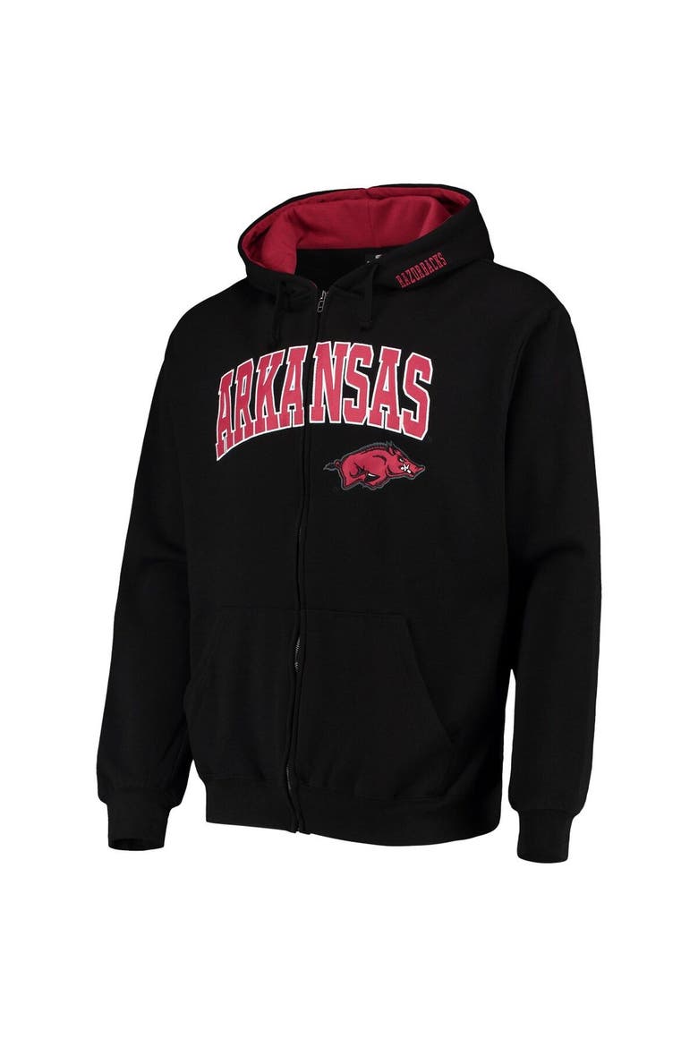 Men's Colosseum Black Arkansas Razorbacks Arch & Logo 3.0 Full-Zip Hoodie, Alternate, color, Black