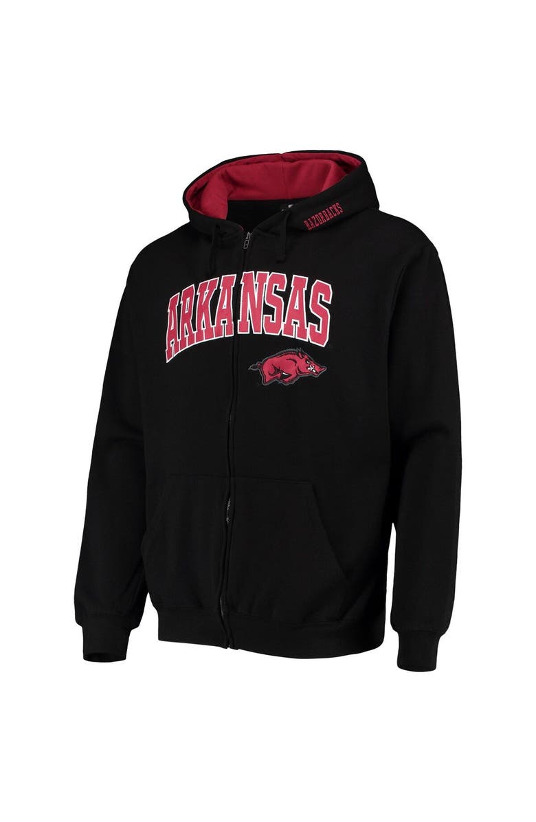 COLOSSEUM Men's Colosseum Black Arkansas Razorbacks Arch & Logo 3.0 Full-Zip Hoodie, Alternate, color, Black