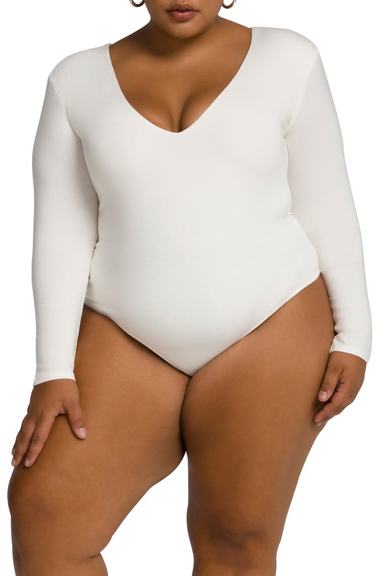 Good Body Power Shoulder Bodysuit, Alternate, color, IVORY001
