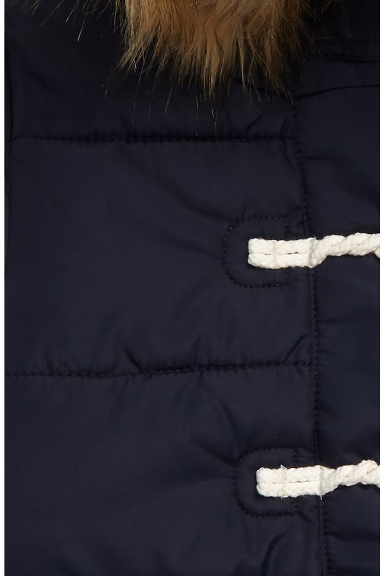 Longline Padded Jacket with Faux Fur Trim Hood, Alternate, color, NAV NAVY