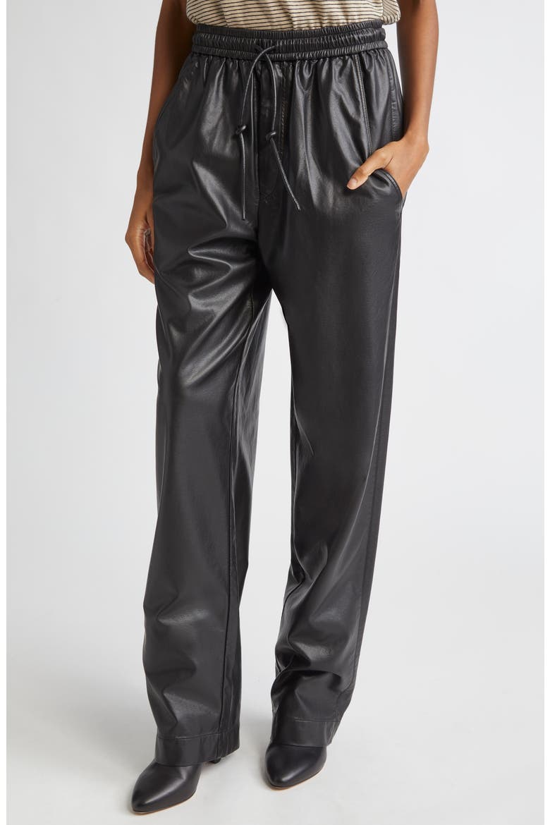 Nereane Faux Leather Drawstring Pants, Alternate, color, BLACK