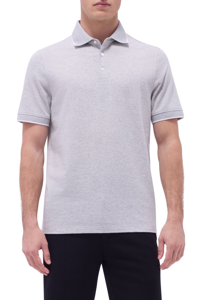 Tipped Contrast Collar Polo, Main, color, CEMENT