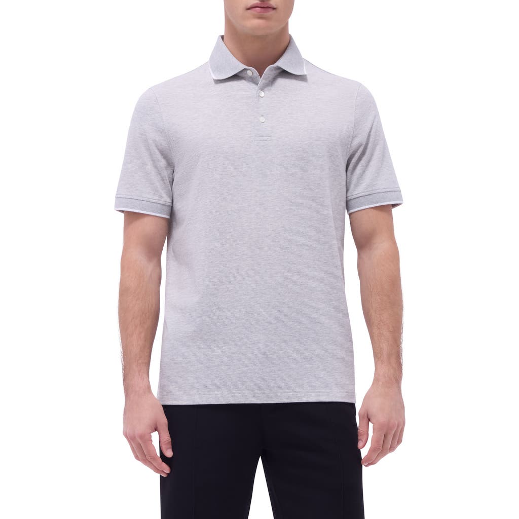 Bugatchi Tipped Contrast Collar Polo In Cement