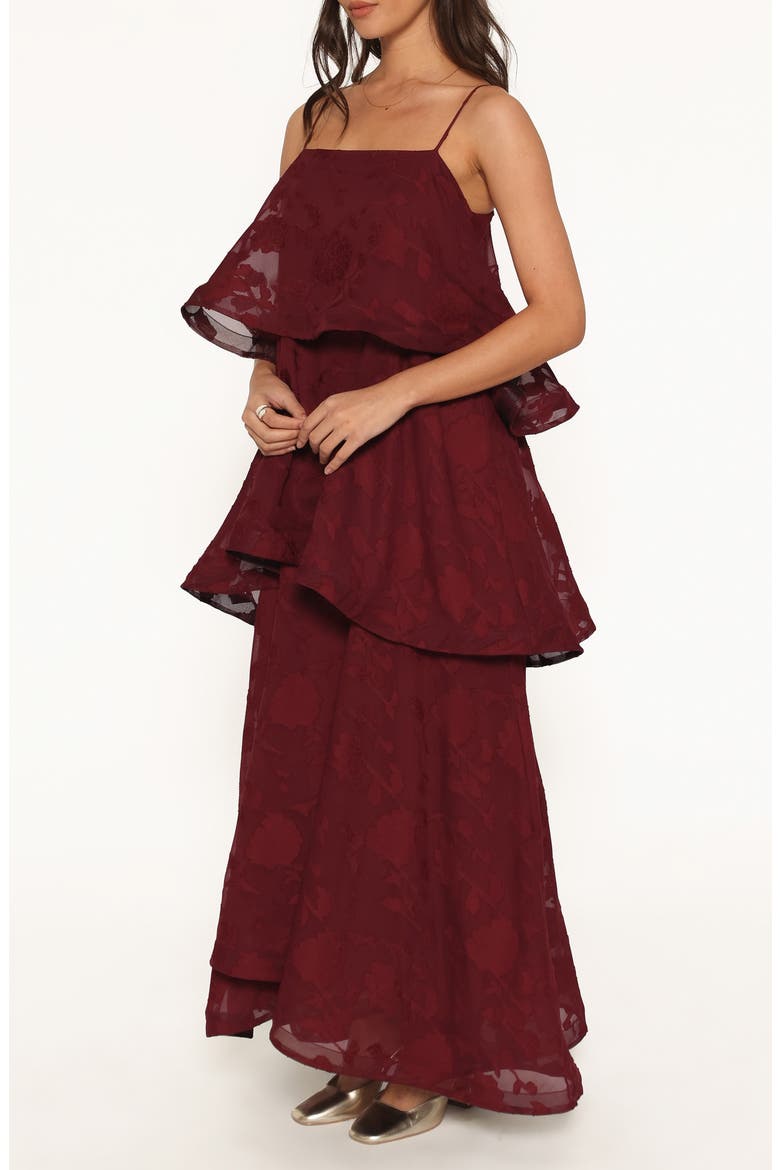 Nerissa Tiered Maxi Dress, Alternate, color, BURGUNDY