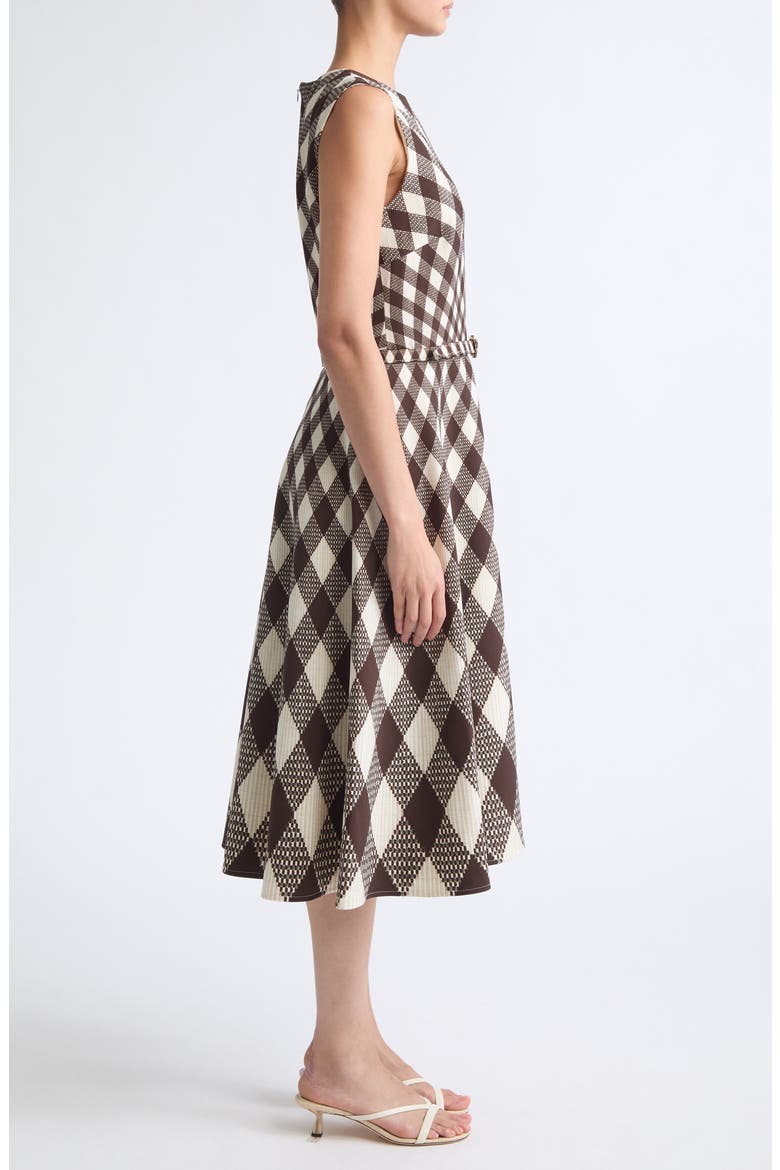 Argyle Dégradé Stretch Wool Dress, Alternate, color, BROWN/ IVORY