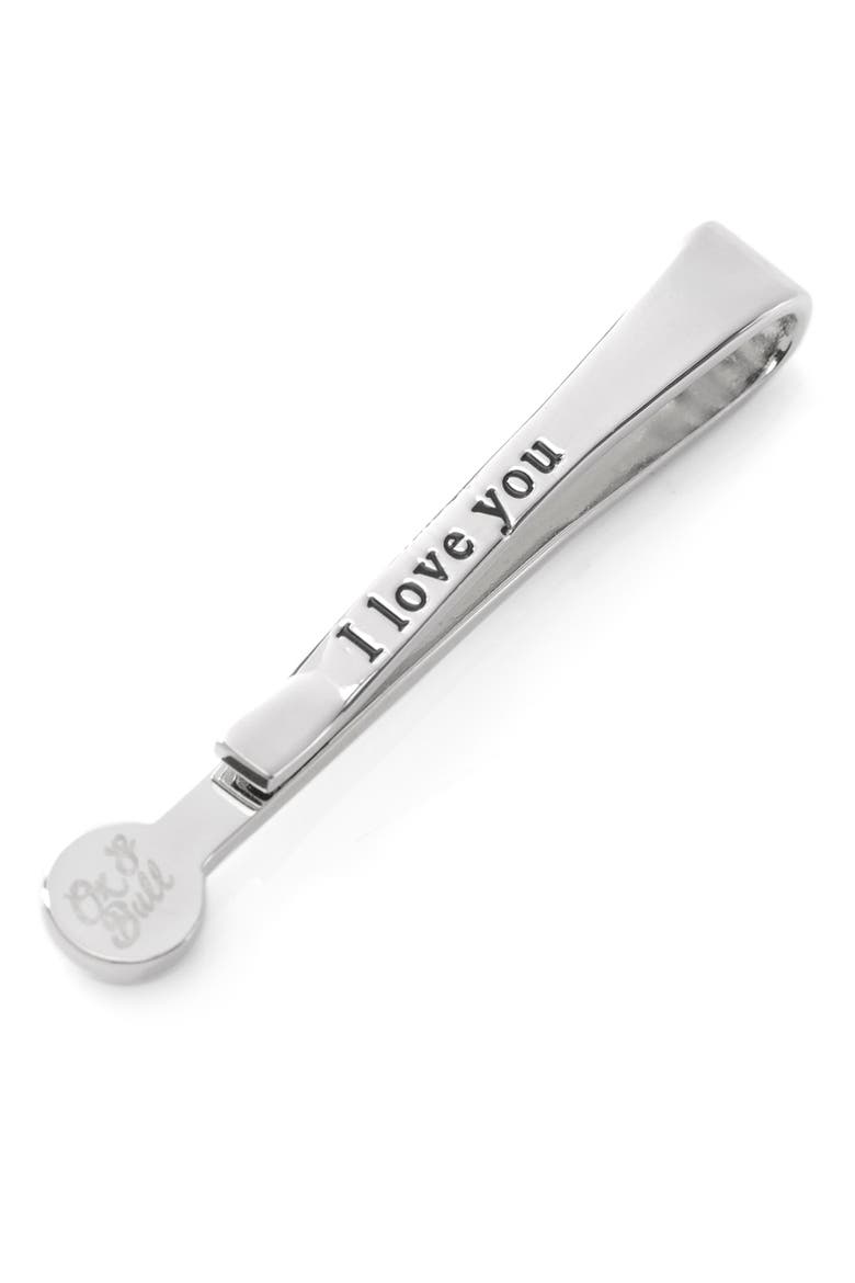 I Love You Onyx Tie Bar, Alternate, color, SILVER