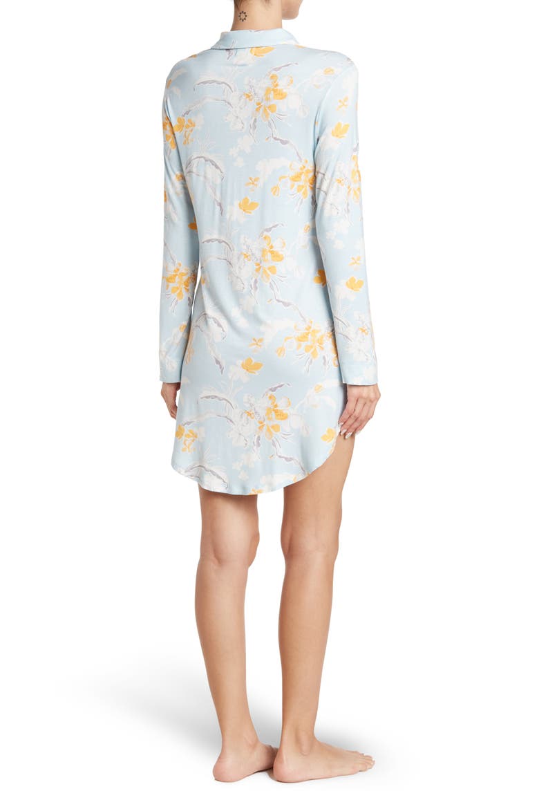 Tranquility Button Front Nightshirt, Alternate, color, BLUE FALLS OPEN FLORAL