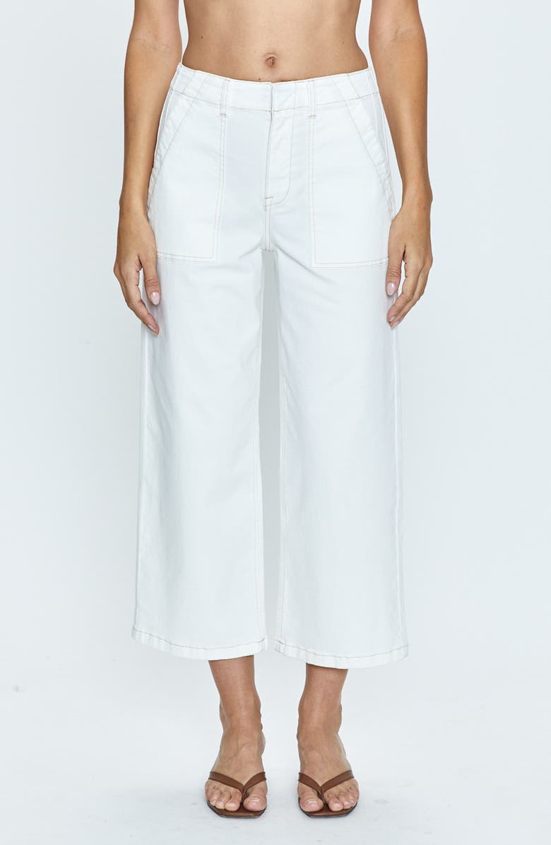 Pistola Sophia Stretch Cotton Ankle Wide Leg Pants, Main, color, Le Blanc