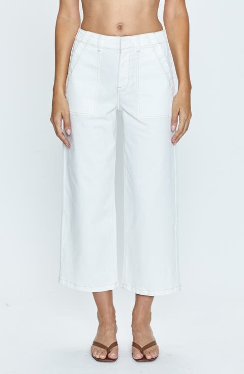Sophia Stretch Cotton Ankle Wide Leg Pants