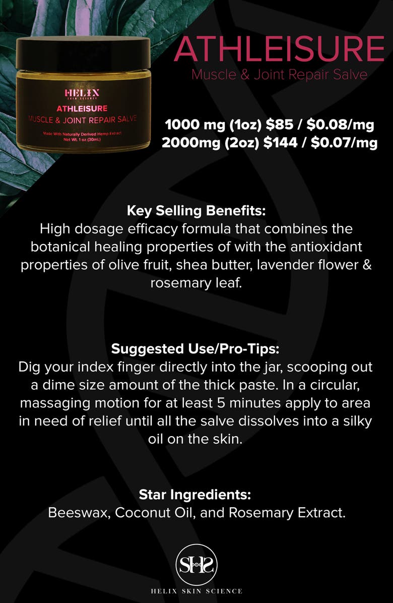 HELIX SKIN SCIENCE Muscle & Joint Repair Salve with CBD, Alternate, color, 