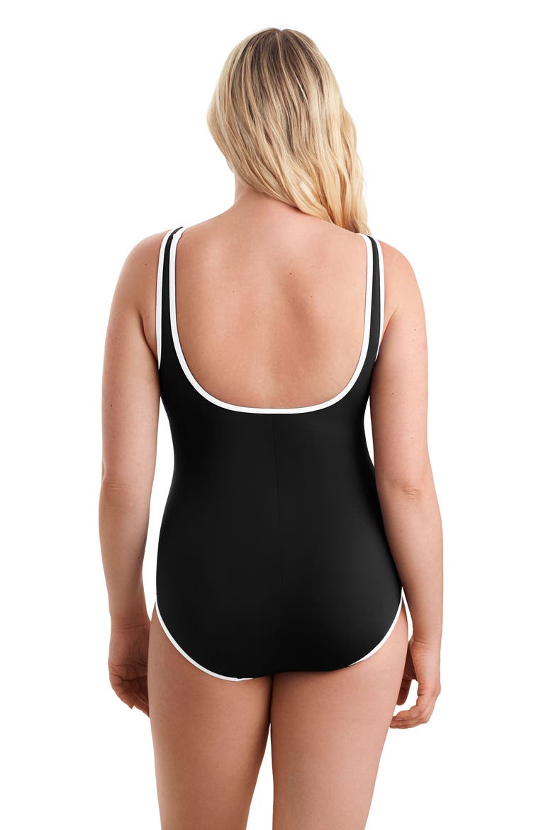 Side Panel Tank Chlorine Resistant One-Piece Swimsuit, Alternate, color, Black and White